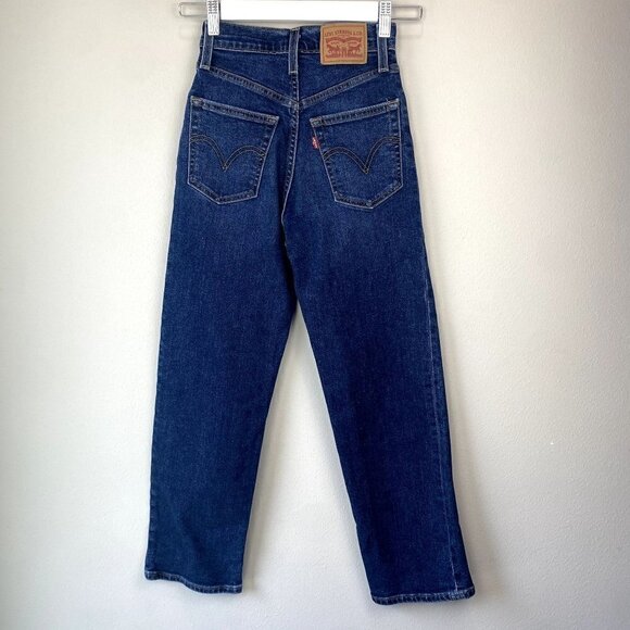 Levi's Ribcage Straight Jeans Dark Wash 24 - Picture 10 of 10